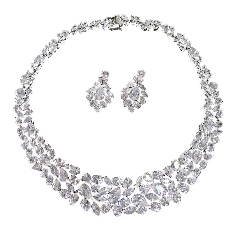 AAA  CZ Zirconia Necklace Earring Jewelry Set for Women