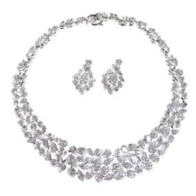AAA  CZ Zirconia Necklace Earring Jewelry Set for Women