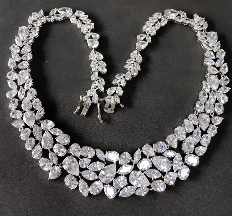 AAA  CZ Zirconia Necklace Earring Jewelry Set for Women