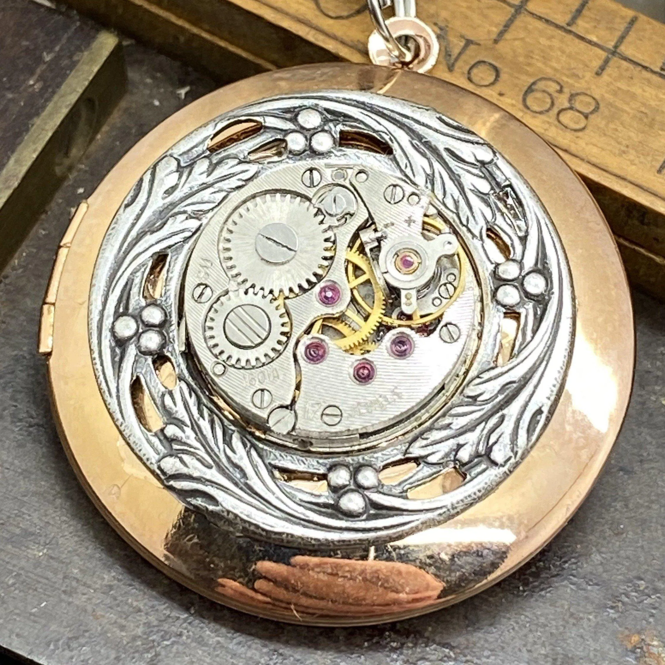Adele, Round Filigree Steampunk Locket