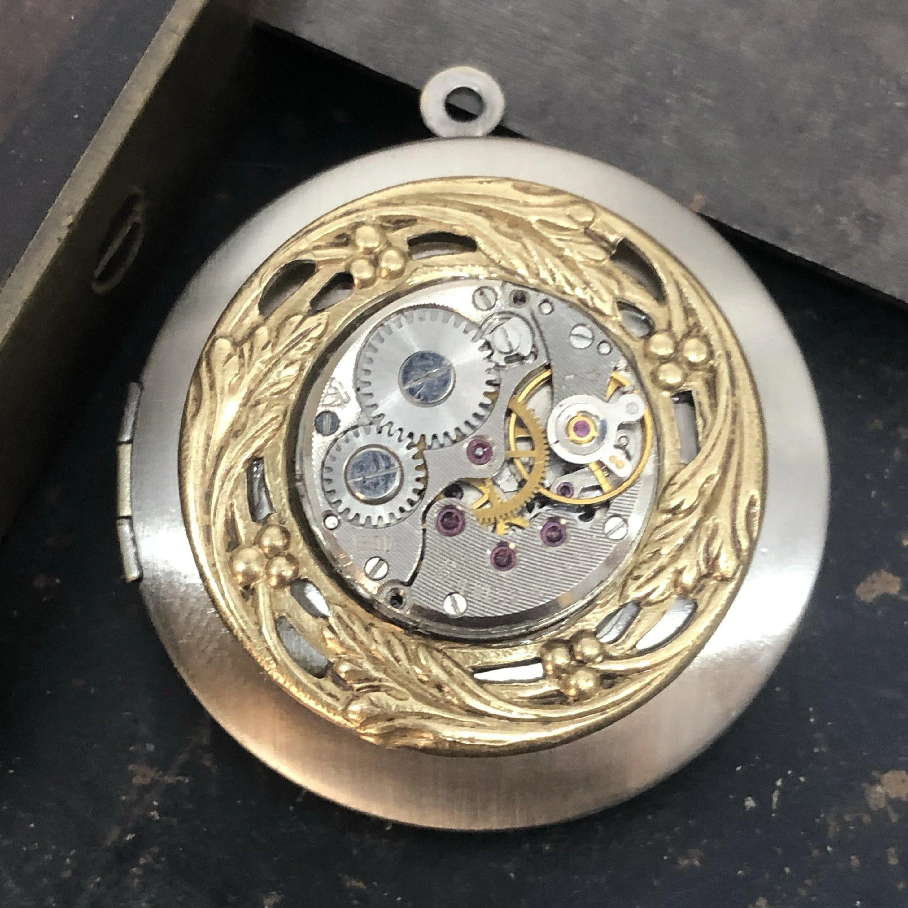 Adele, Round Filigree Steampunk Locket