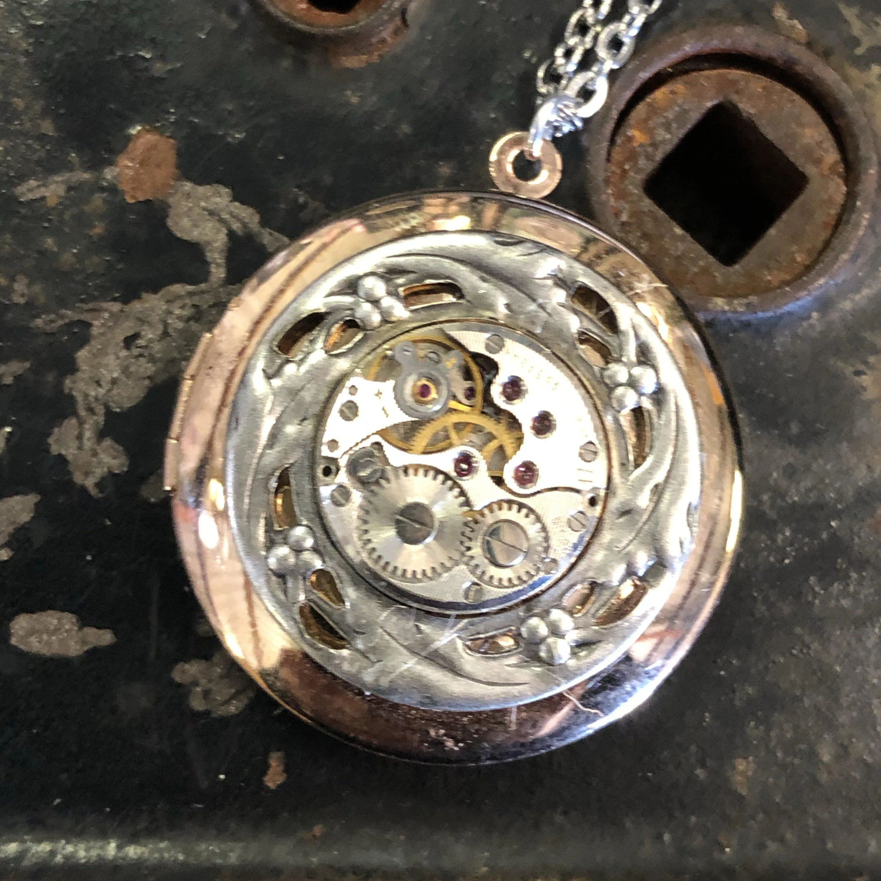 Adele, Round Filigree Steampunk Locket