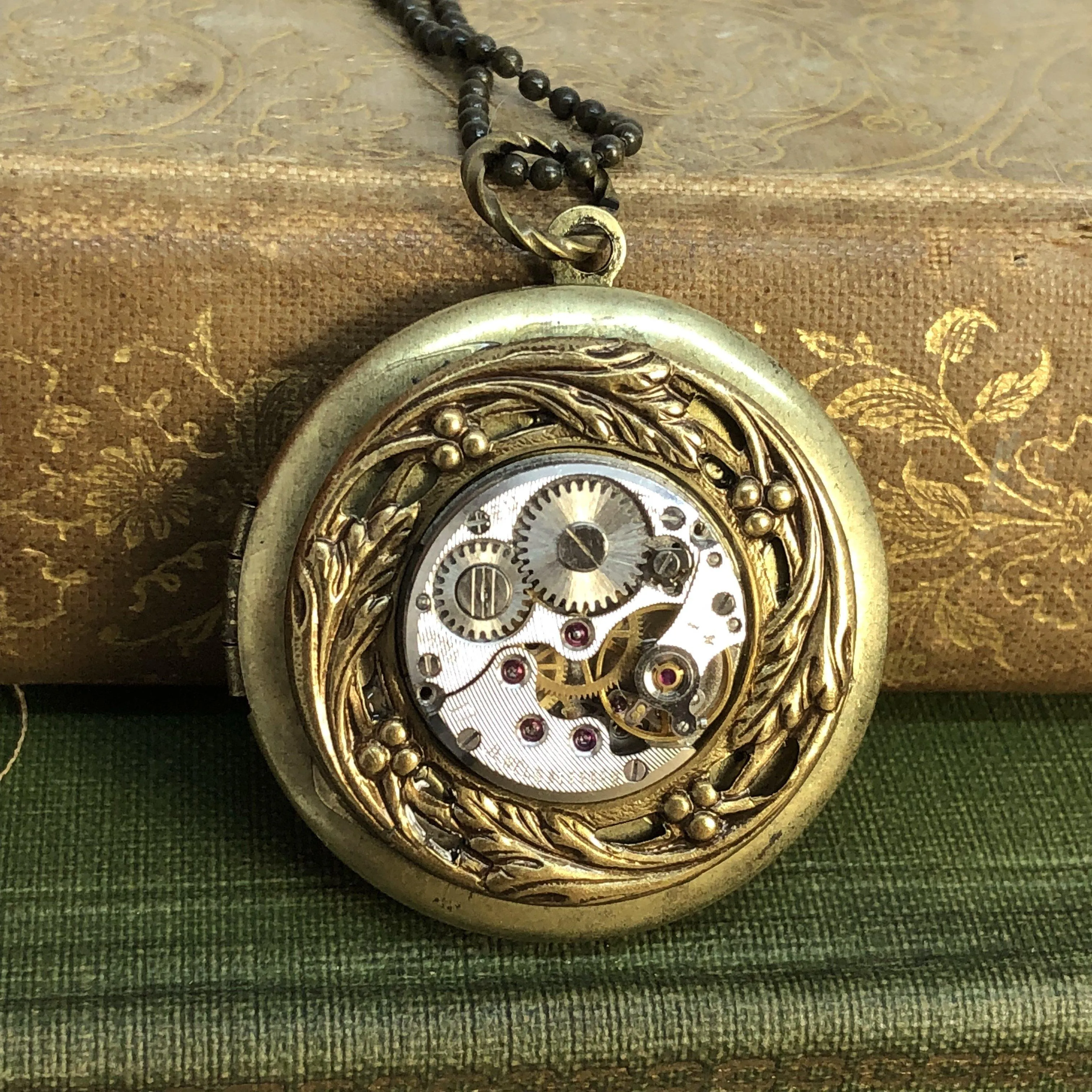 Adele, Round Filigree Steampunk Locket