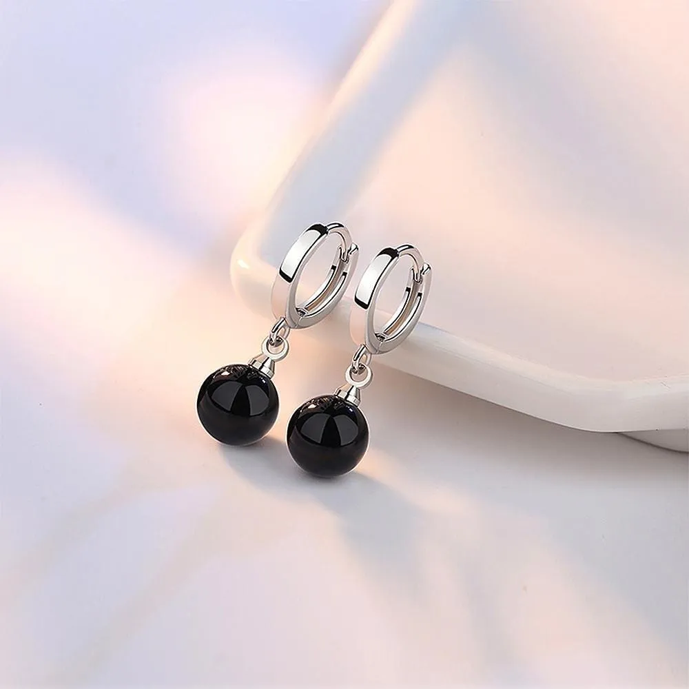 Agate Drop Earrings Black