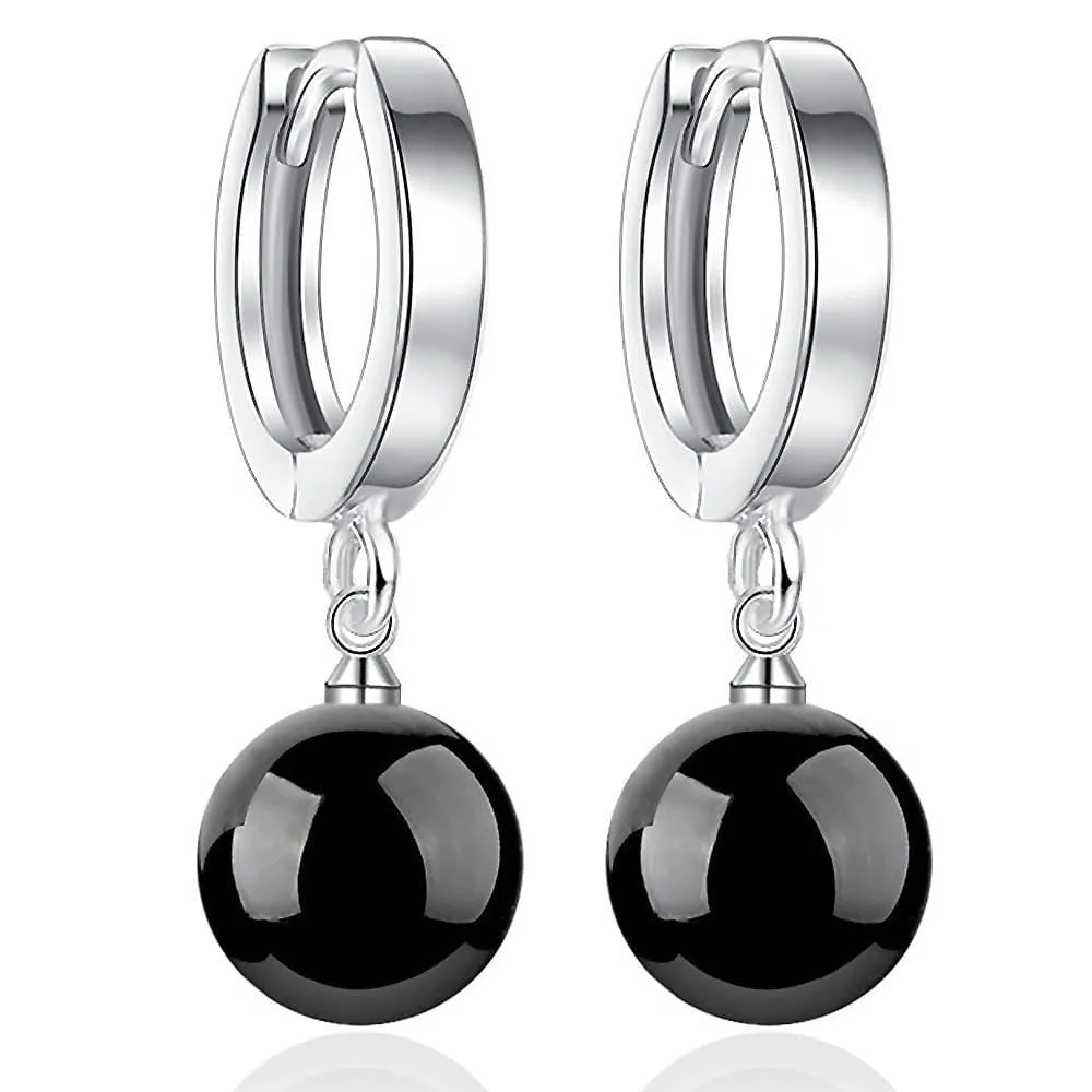 Agate Drop Earrings Black