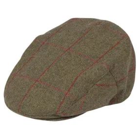 Alan Paine Combrook Mens Tweed Waterproof Flat Cap - Sage