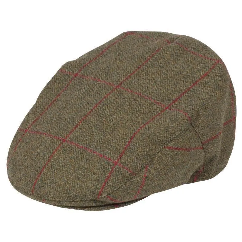 Alan Paine Combrook Mens Tweed Waterproof Flat Cap - Sage