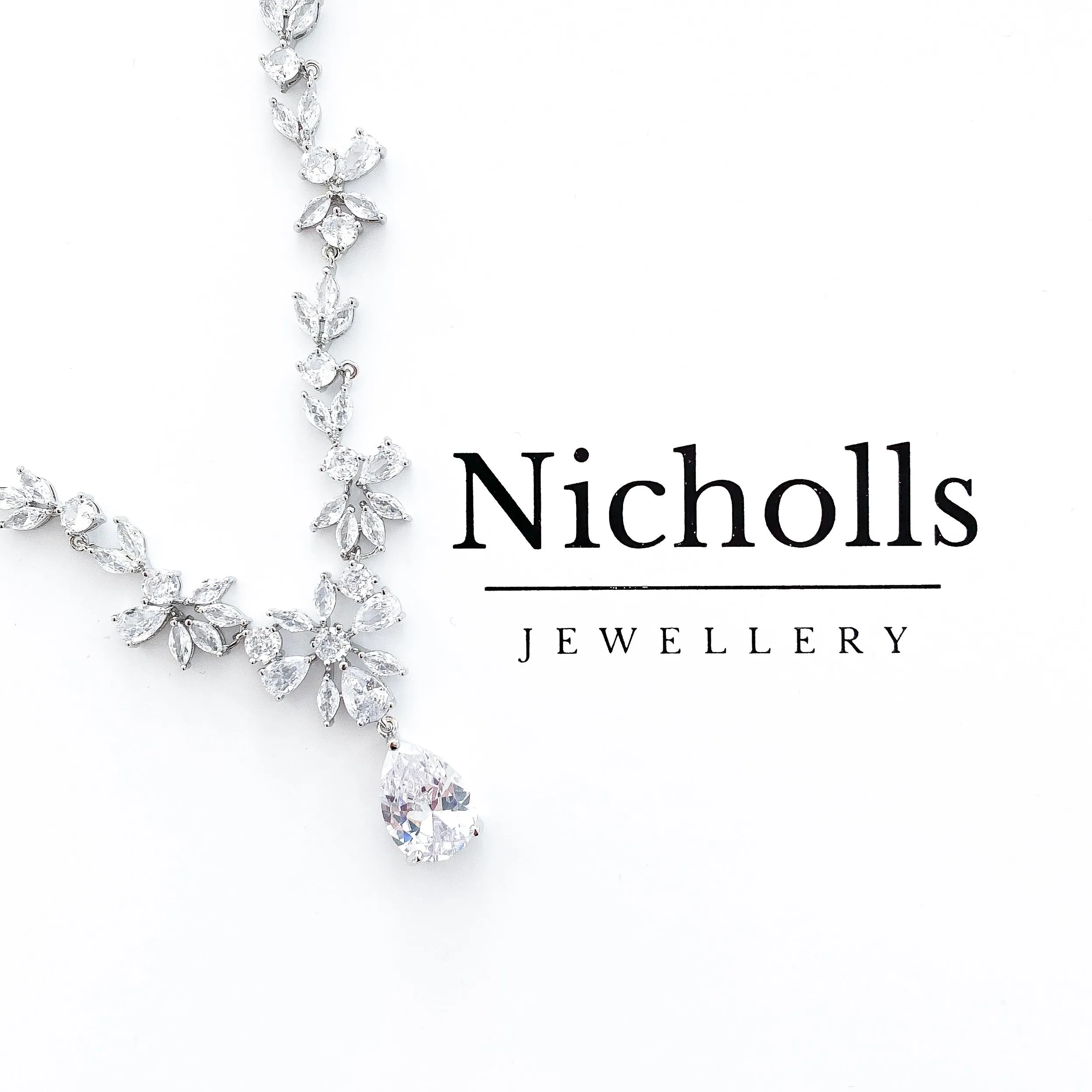Always Crystal Flower Necklace and Earring Set