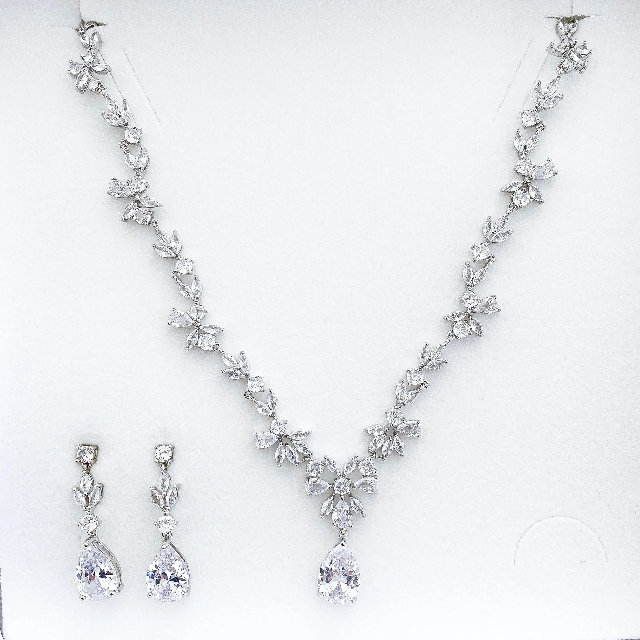 Always Crystal Flower Necklace and Earring Set