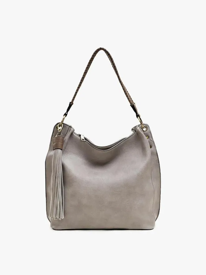 Amber Three Compartment Tassel Hobo Bag