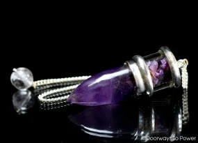 Amethyst & Sugilite Violet Flame Crystal pendulum .925 SS