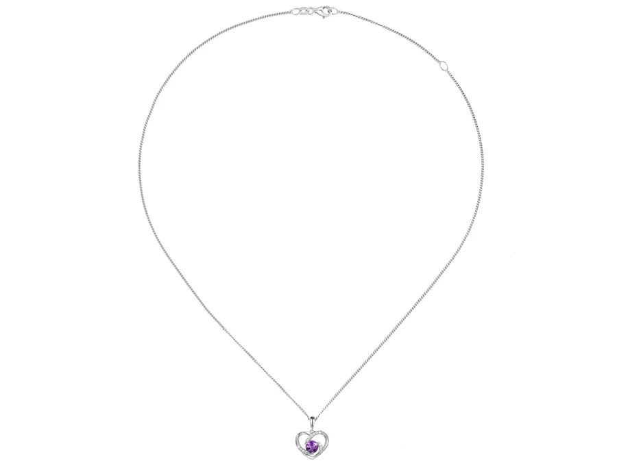 Amore Argento Sterling Silver Amethyst & CZ Heart Pendant