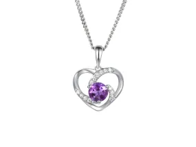Amore Argento Sterling Silver Amethyst & CZ Heart Pendant