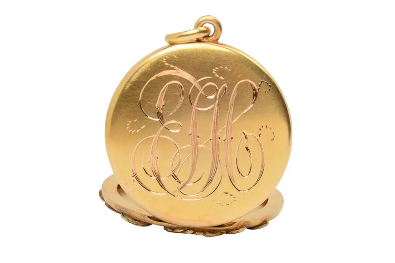Antique Rose Motif 14k Photo Locket