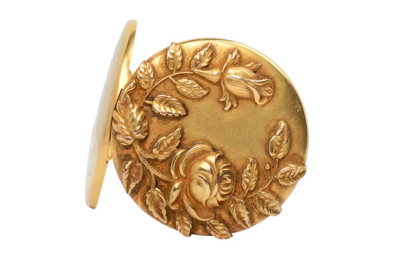 Antique Rose Motif 14k Photo Locket