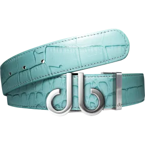 Aqua Crocodile Leather Designer Golf Belt