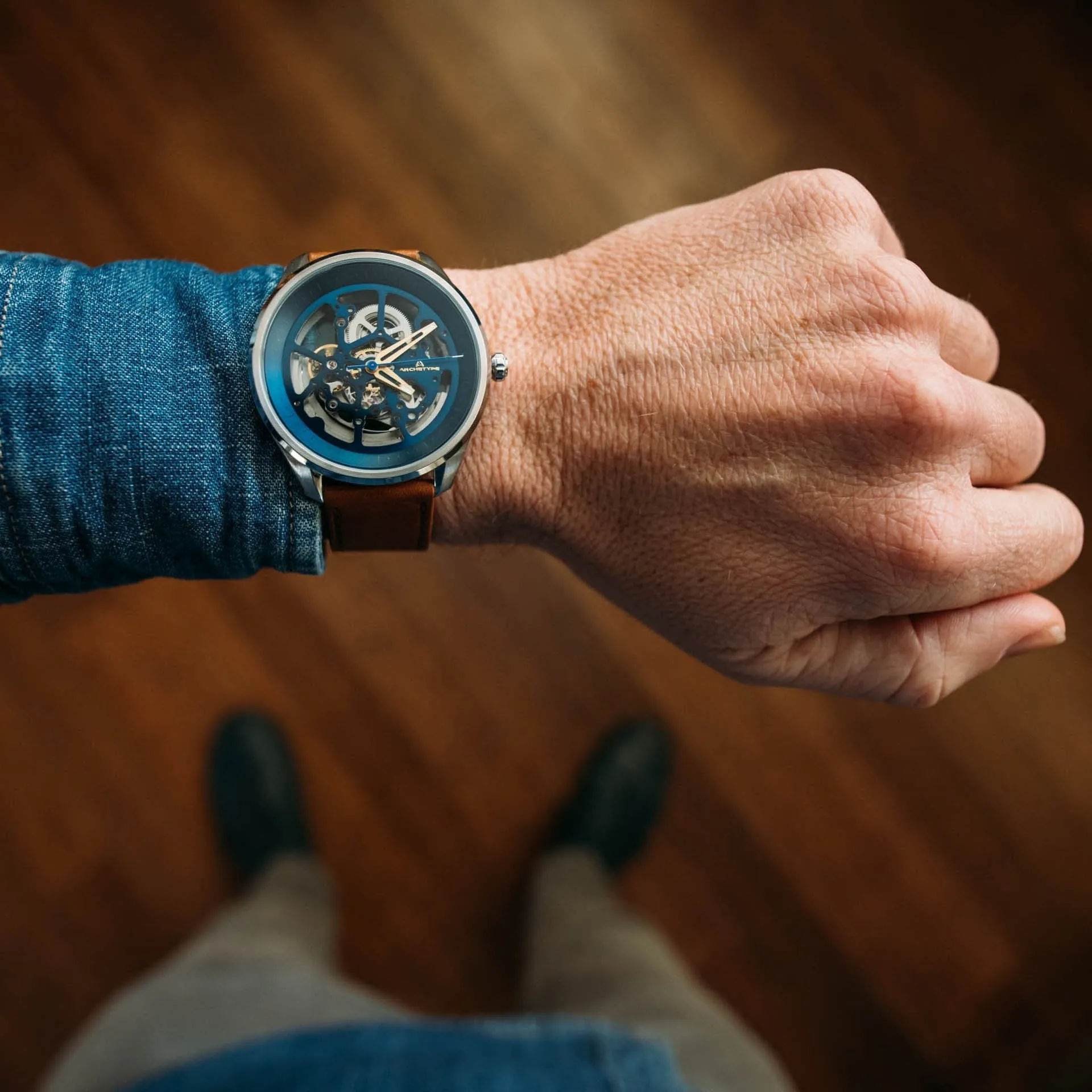 Archetype Nemesis Automatic Silver Tan Blue