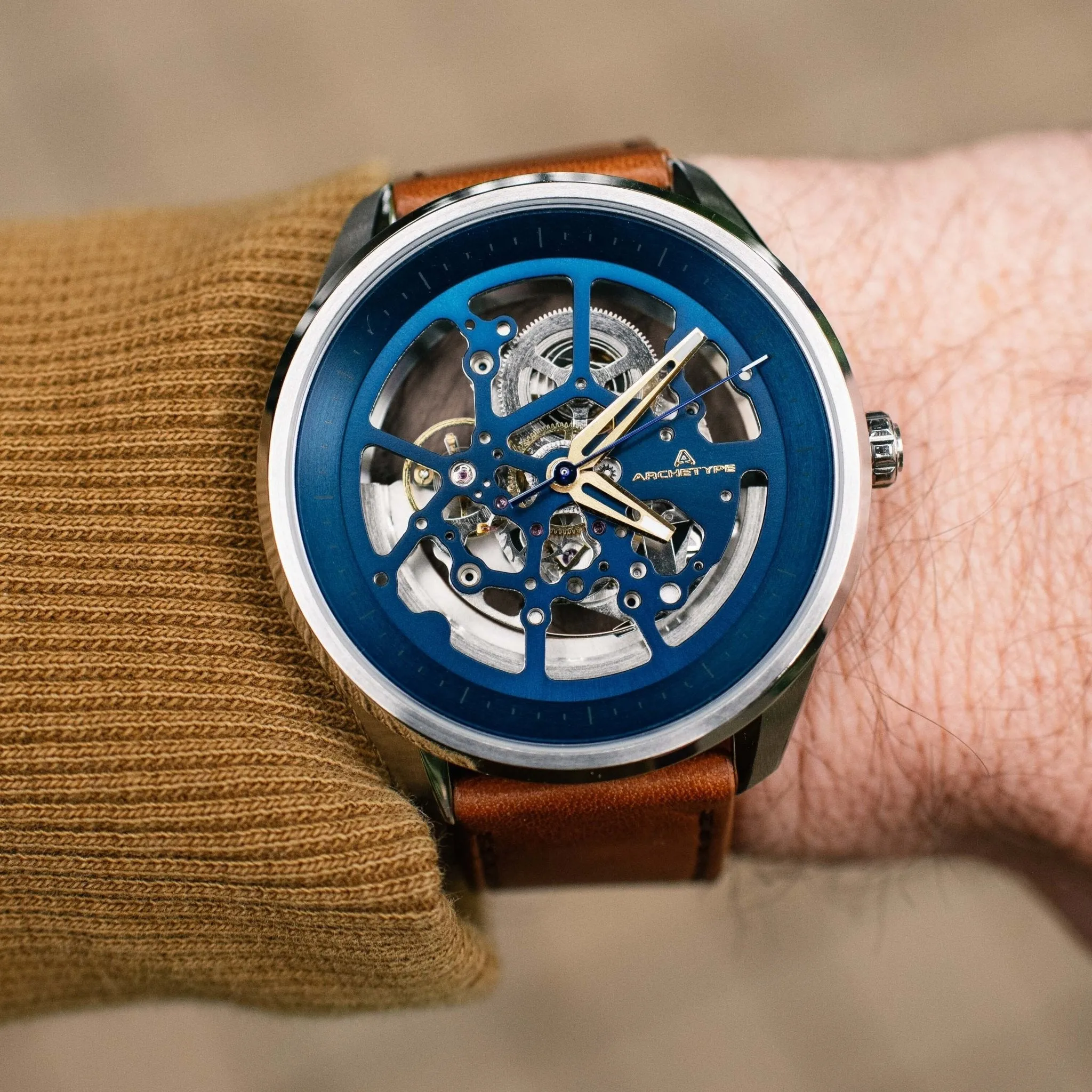 Archetype Nemesis Automatic Silver Tan Blue