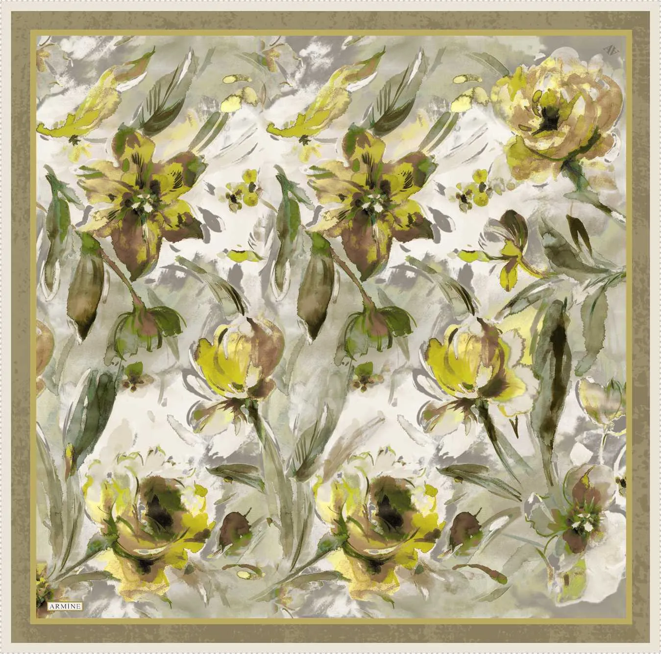 Armine Iris Floral Silk Scarf #1