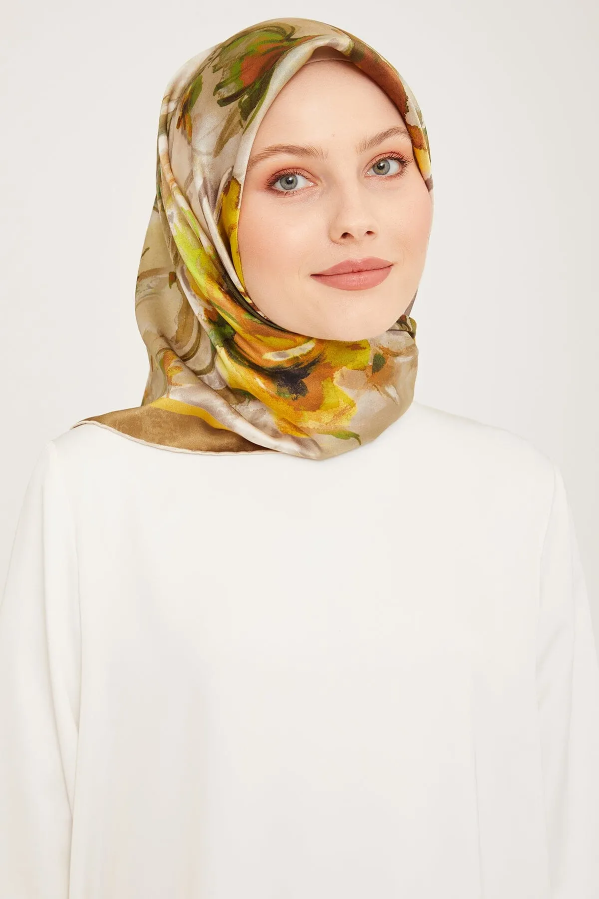 Armine Iris Floral Silk Scarf #1