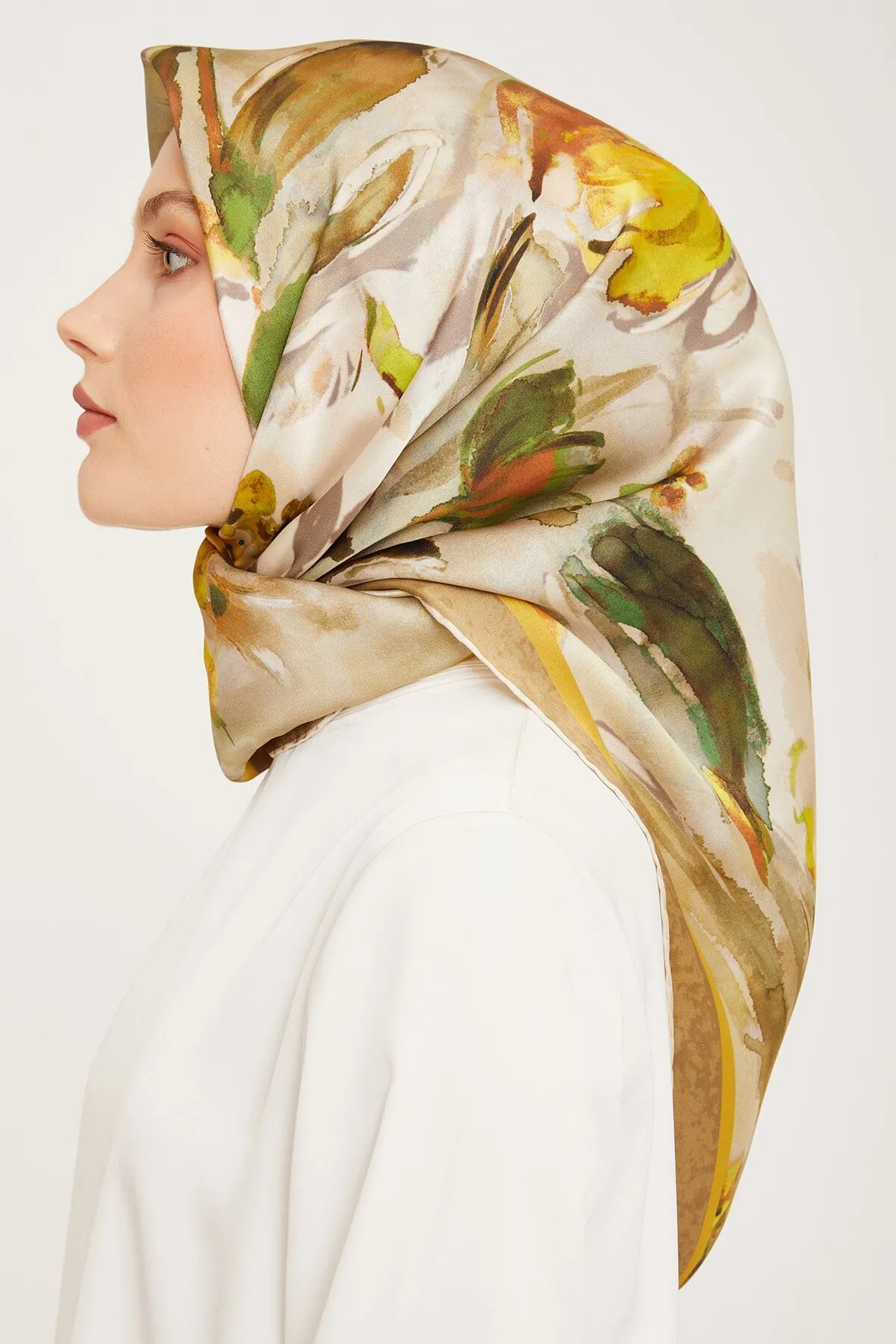 Armine Iris Floral Silk Scarf #1