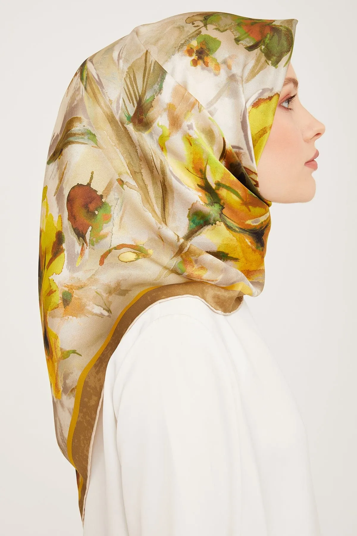 Armine Iris Floral Silk Scarf #1