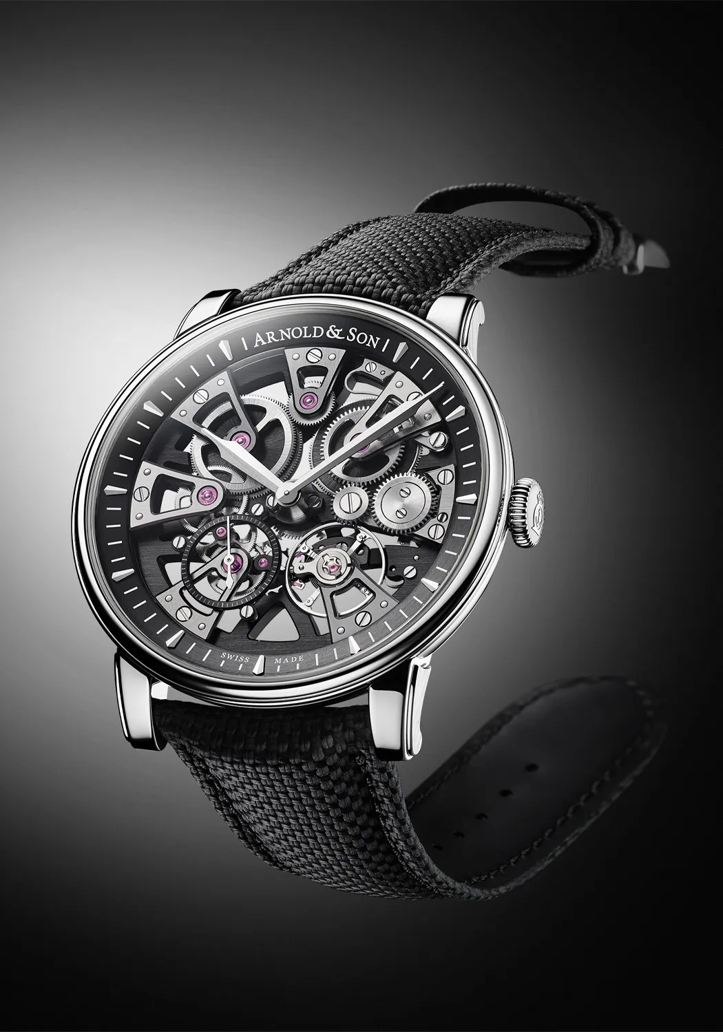 Arnold & Son Nebula 41.5 Steel Black Strap