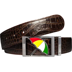 Arnold Palmer Crocodile Leather Belt in Dark Brown