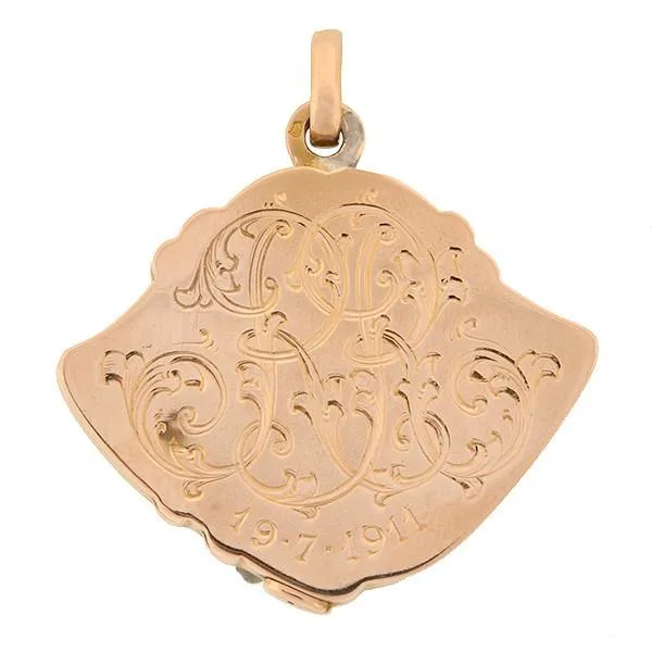 Art Nouveau French 18k Diamond Repousse Slide Locket