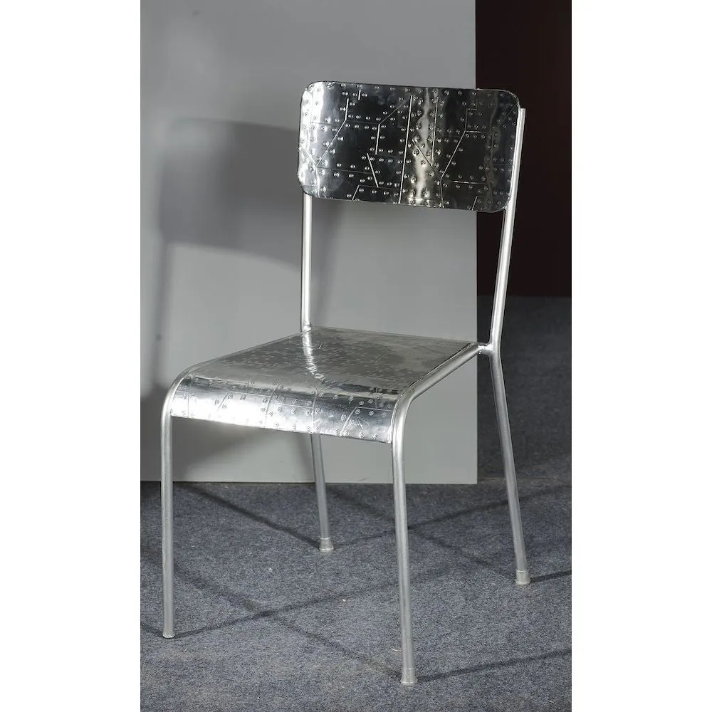 Aviator Aluminium Aviation rivet detail dining chair single metal seat 45x45x90cm