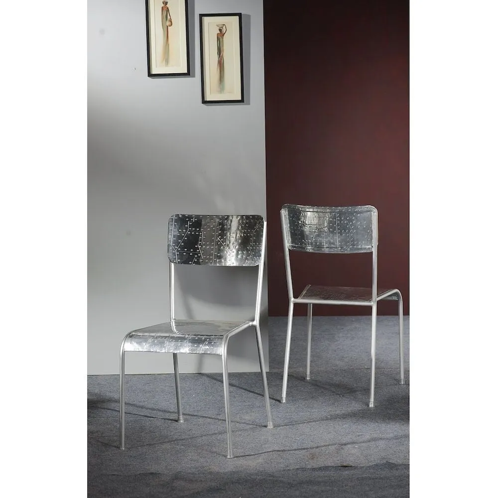 Aviator Aluminium Aviation rivet detail dining chair single metal seat 45x45x90cm