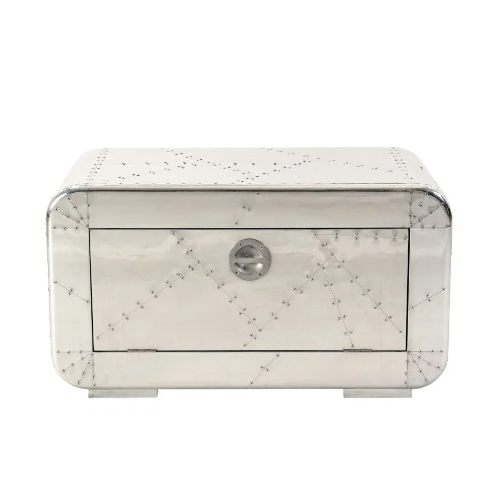 Aviator Aluminium Aviation rivet detail shoe cabinet with bench seat 80x40x45cm