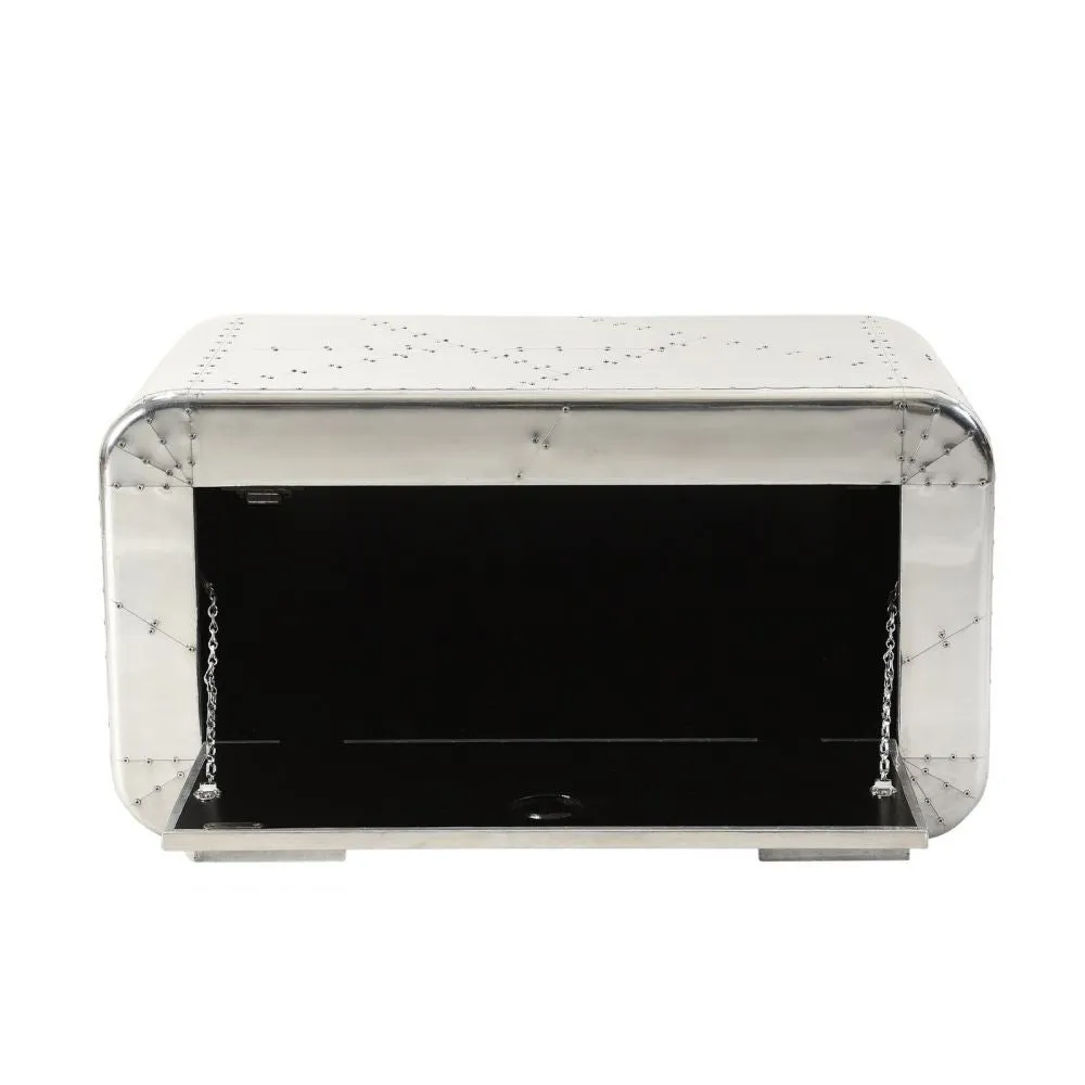 Aviator Aluminium Aviation rivet detail shoe cabinet with bench seat 80x40x45cm