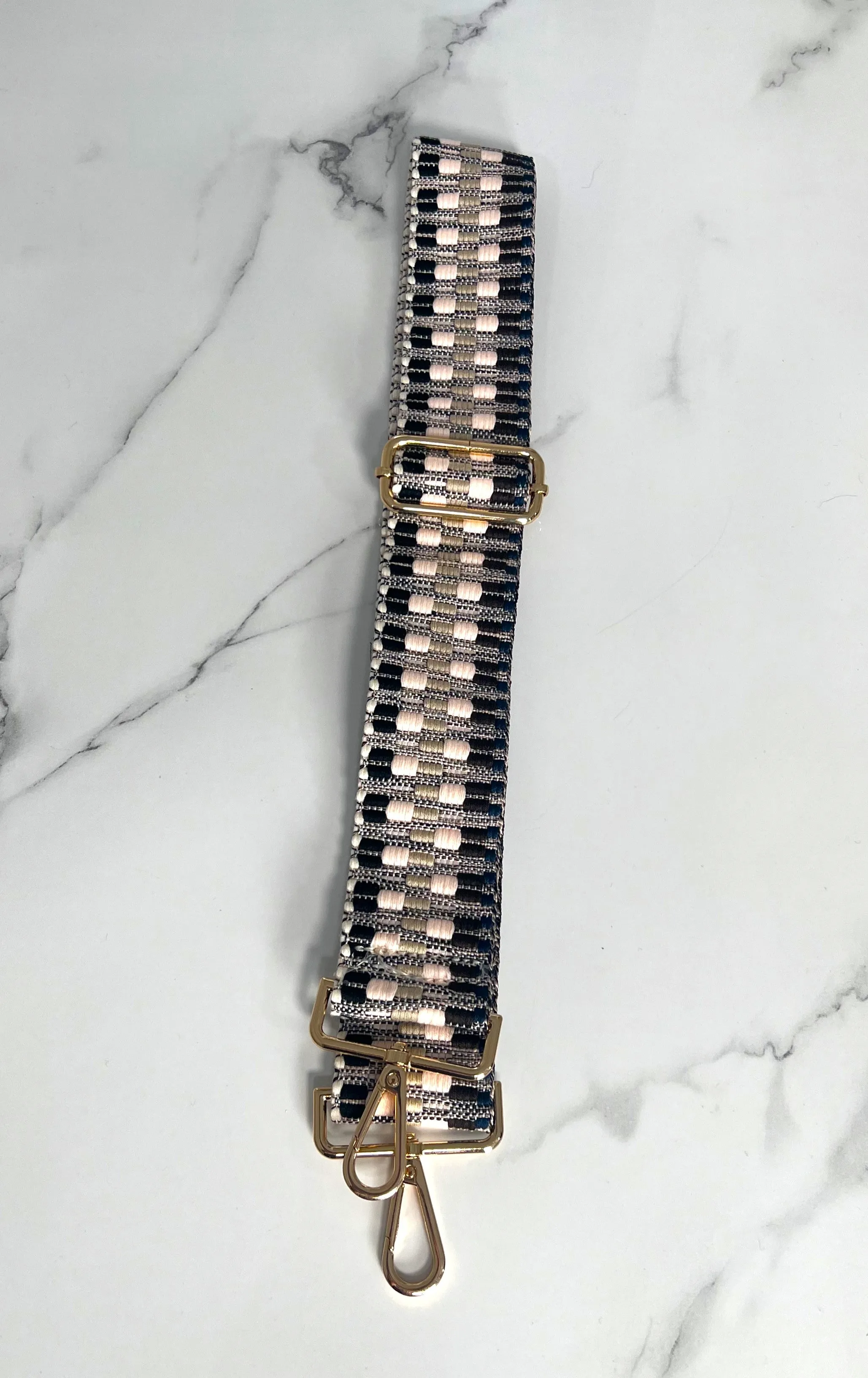 Bag Strap 40 - Black & Multicolour Woven Textured