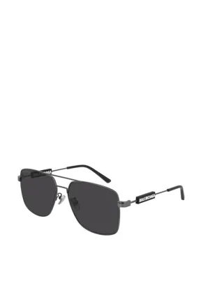 Balenciaga BB0116SA Mens Aviator Sunglasses, Grey