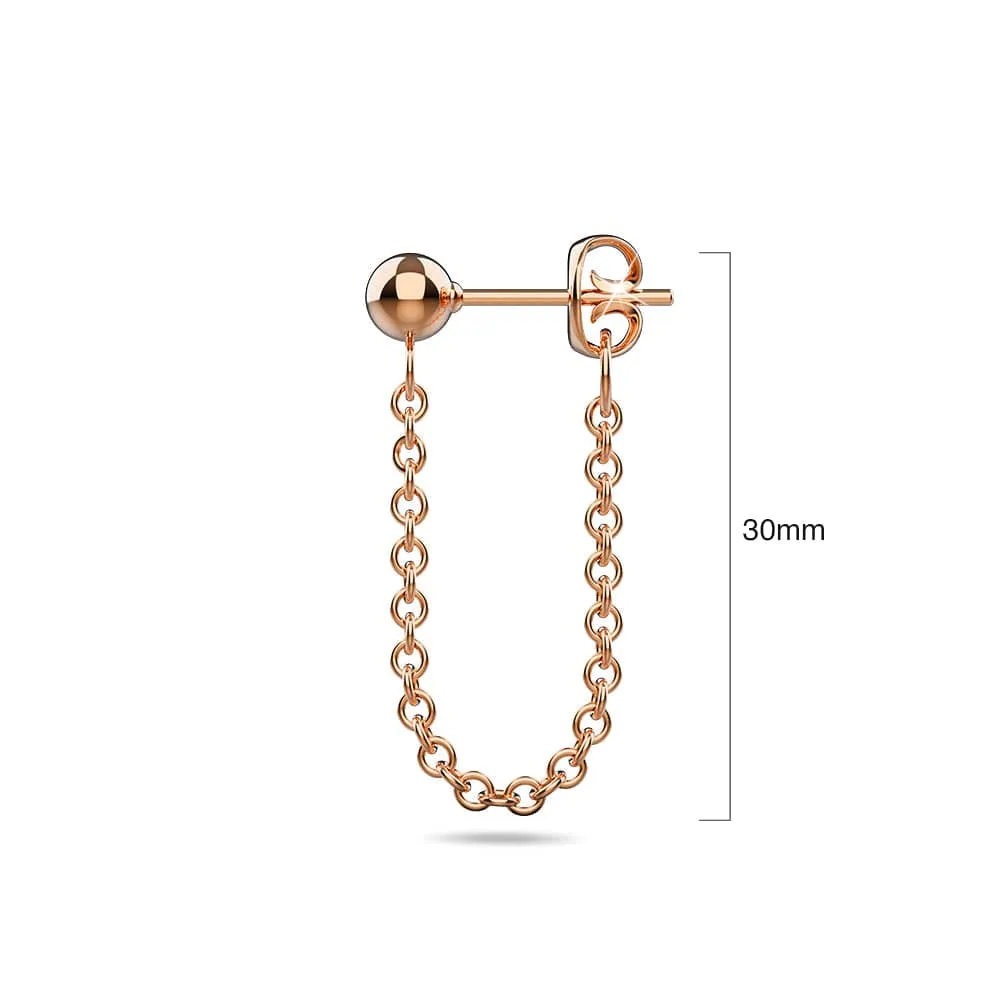 Ball Stud Connector Rose Gold Layered Earrings