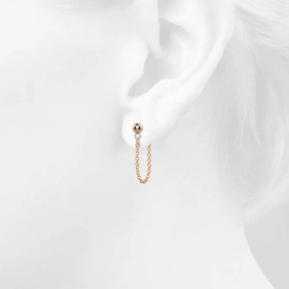 Ball Stud Connector Rose Gold Layered Earrings