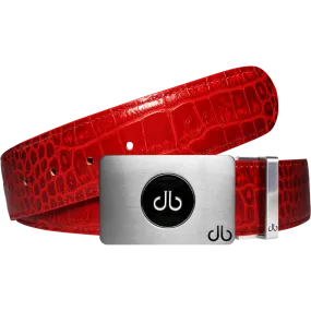Ballmarker Red Crocodile Leather Texture Belt