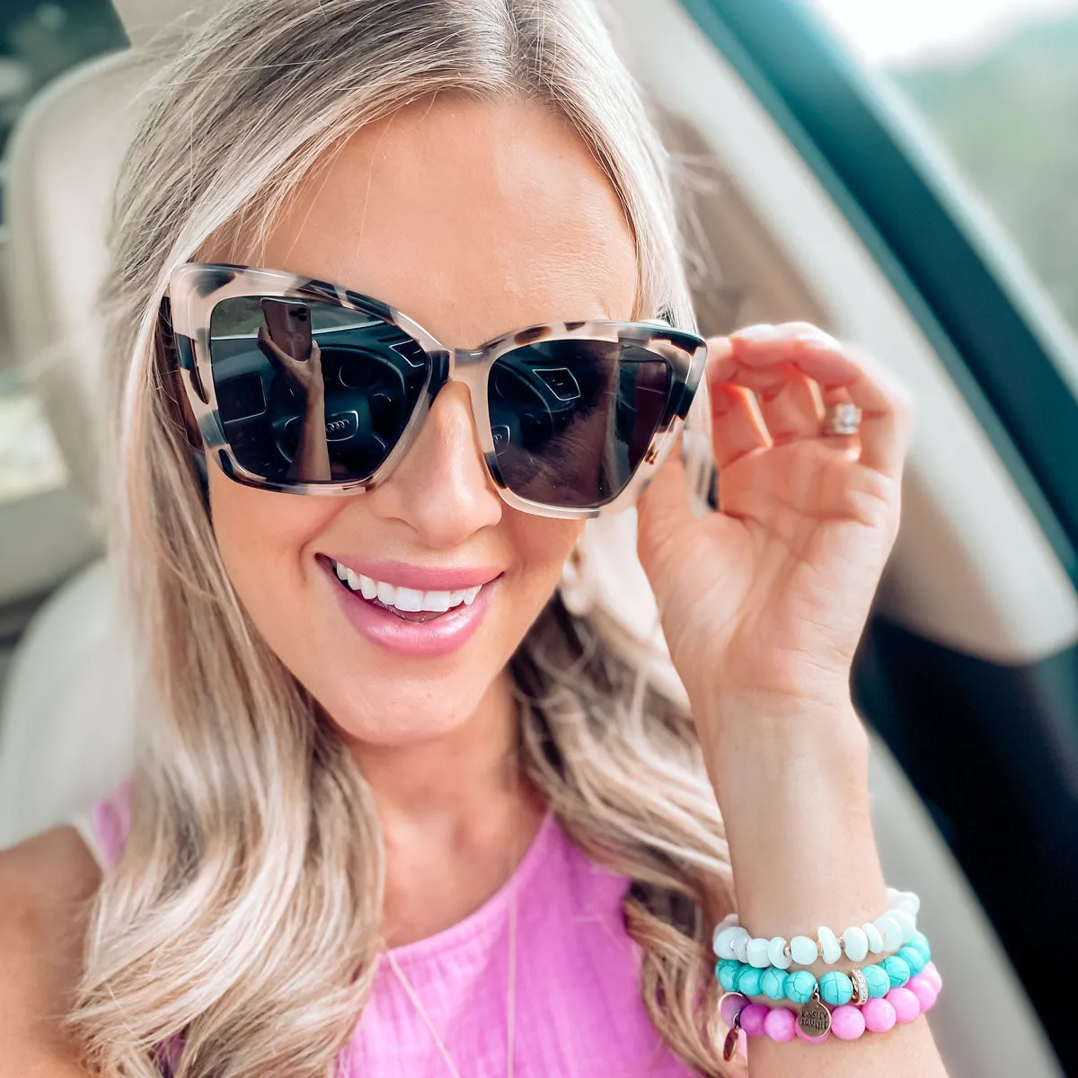 BECKY II - CREAM TORTOISE   GREY POLARIZED SUNGLASSES