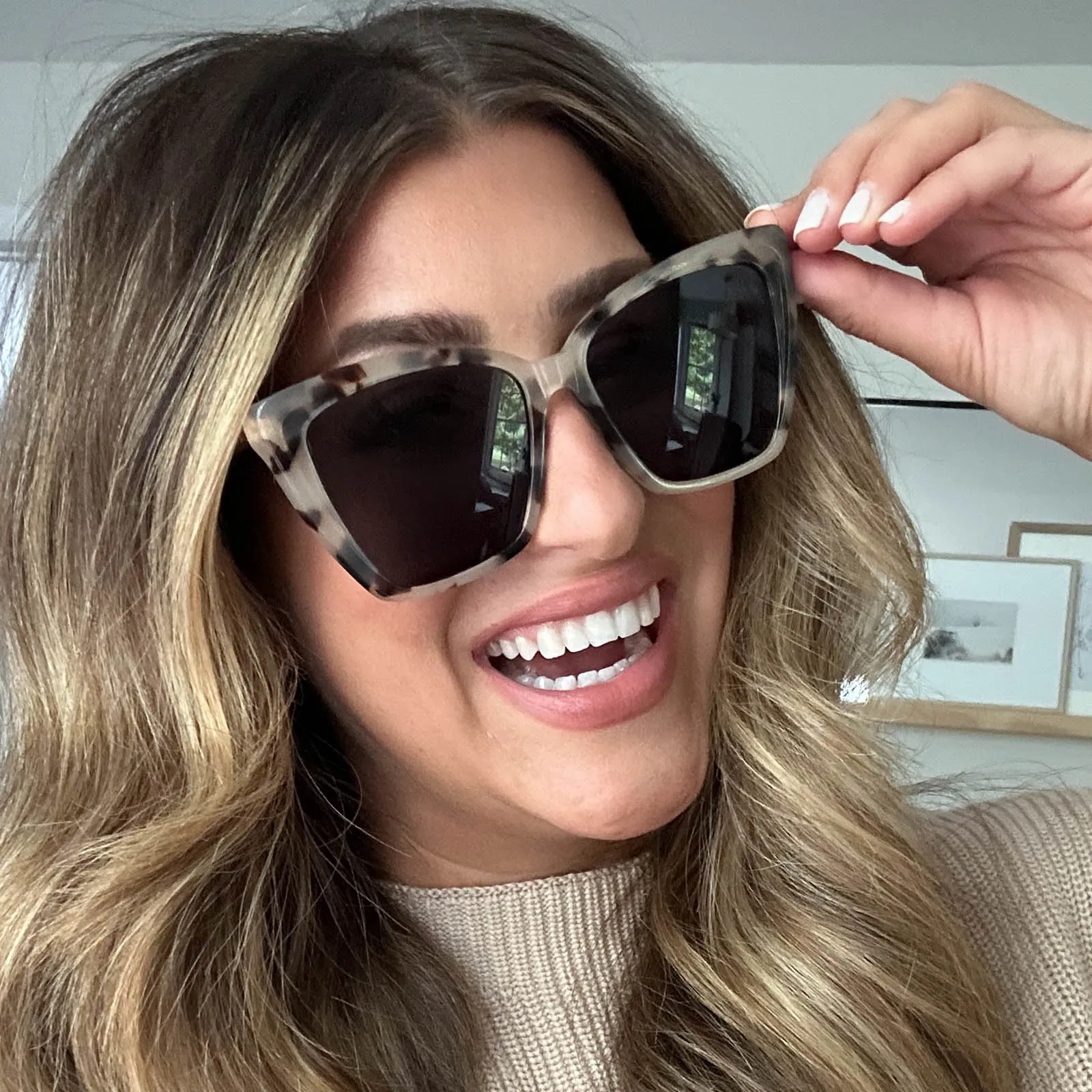 BECKY II - CREAM TORTOISE   GREY POLARIZED SUNGLASSES