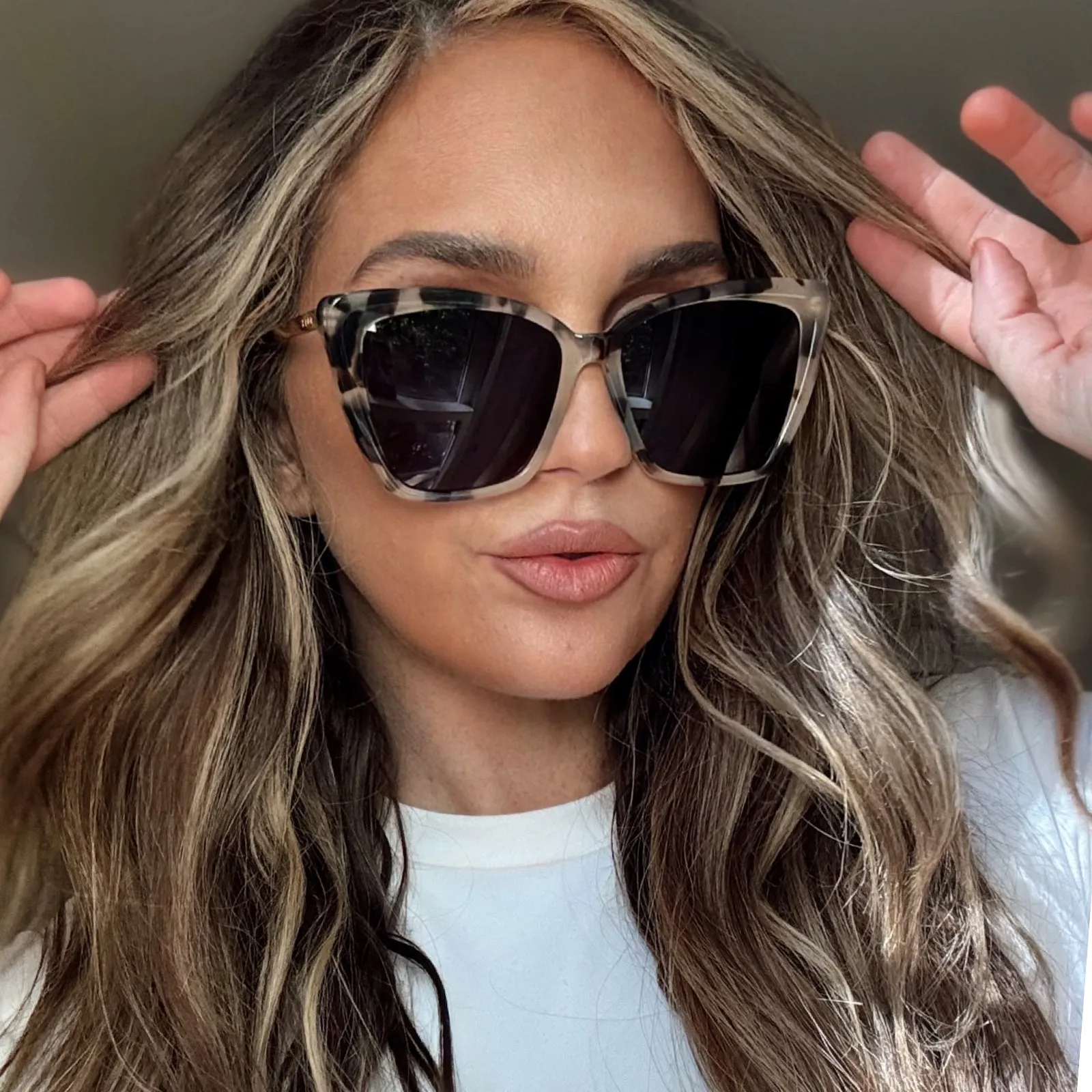 BECKY II - CREAM TORTOISE   GREY POLARIZED SUNGLASSES