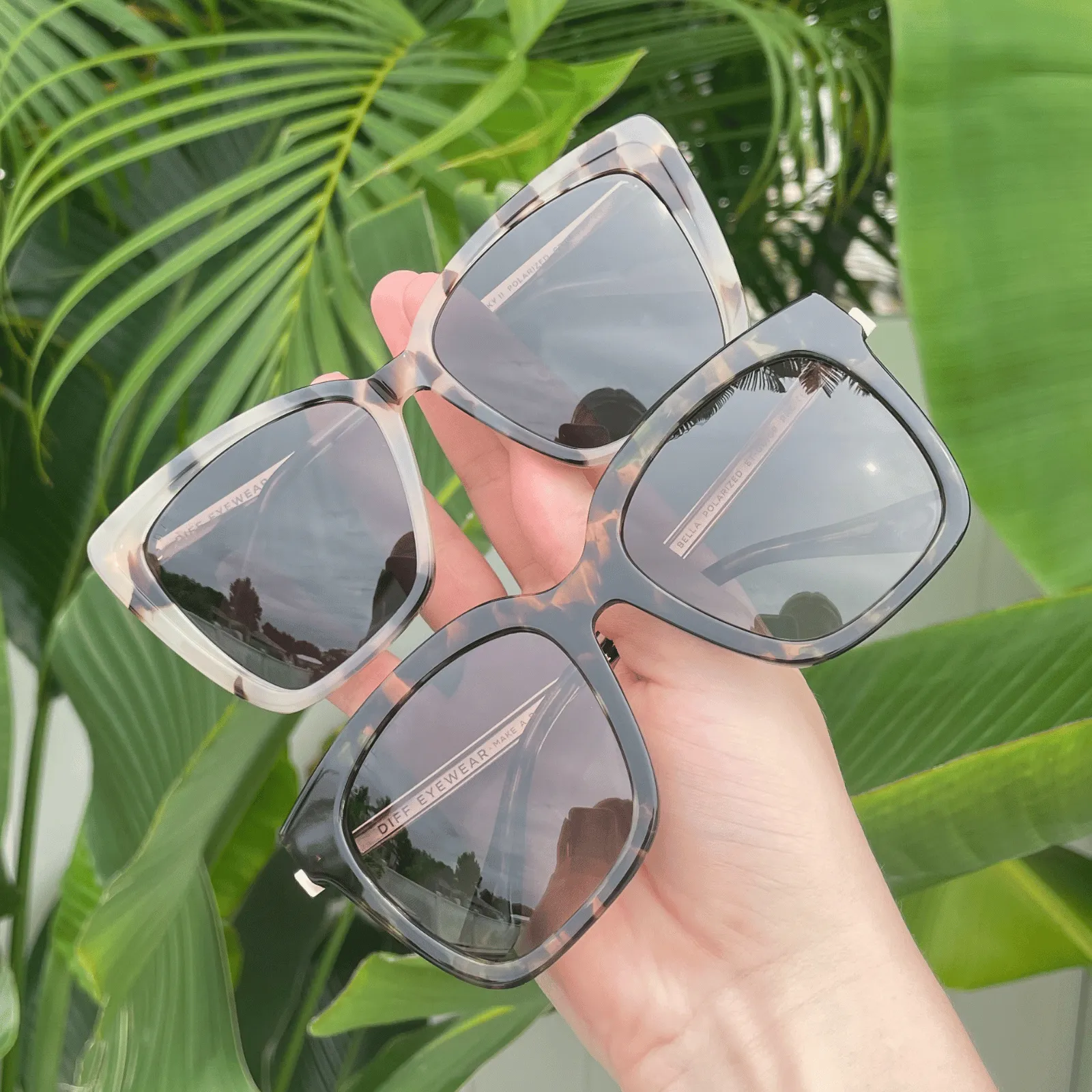BECKY II - CREAM TORTOISE   GREY POLARIZED SUNGLASSES