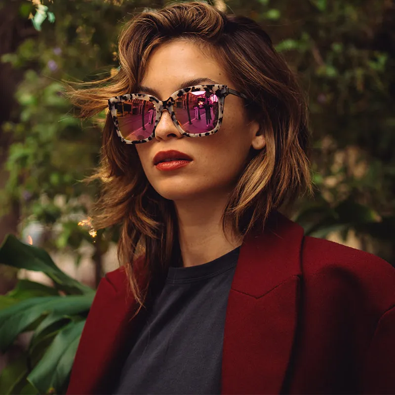 BELLA - CREAM TORTOISE   PINK MIRROR SUNGLASSES