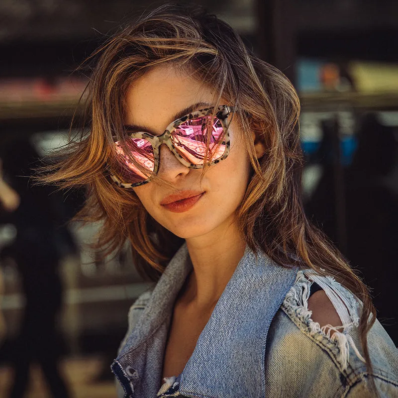 BELLA - CREAM TORTOISE   PINK MIRROR SUNGLASSES