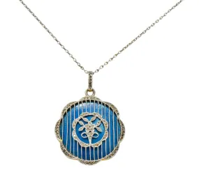 Belle Époque  Enamel Diamond Platinum-Topped 18 Karat Gold French Lariat Pendant Necklace