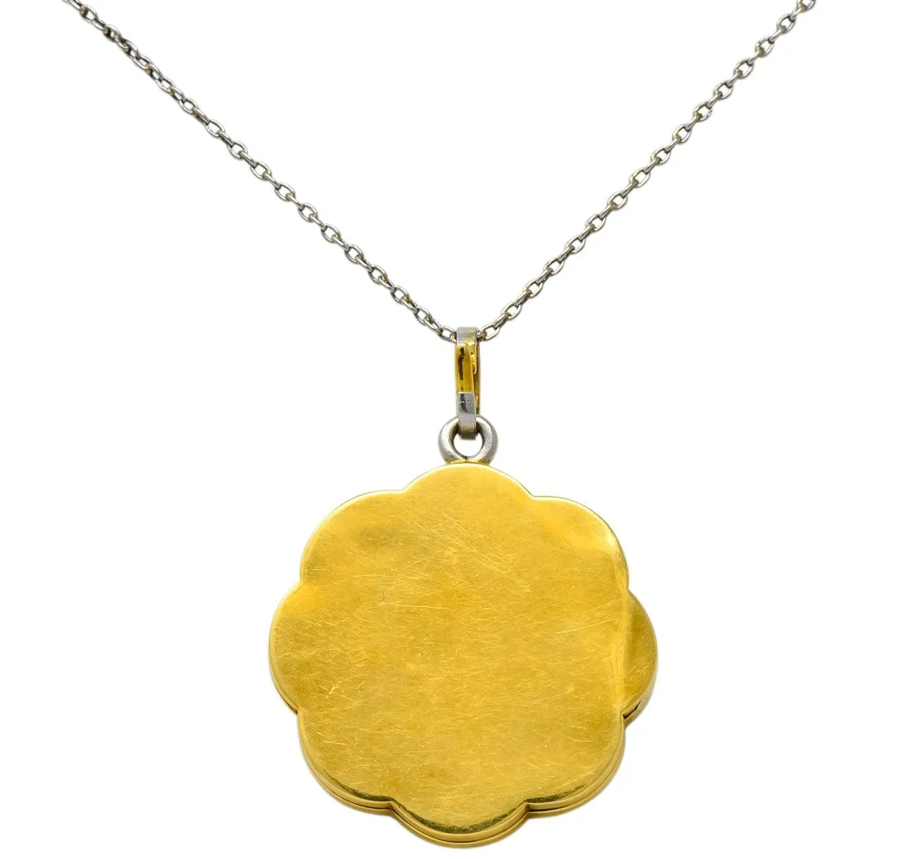 Belle Époque  Enamel Diamond Platinum-Topped 18 Karat Gold French Lariat Pendant Necklace