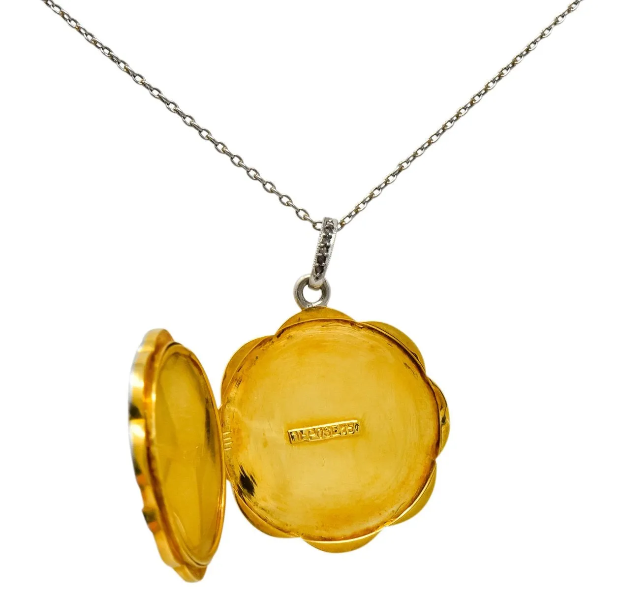 Belle Époque  Enamel Diamond Platinum-Topped 18 Karat Gold French Lariat Pendant Necklace