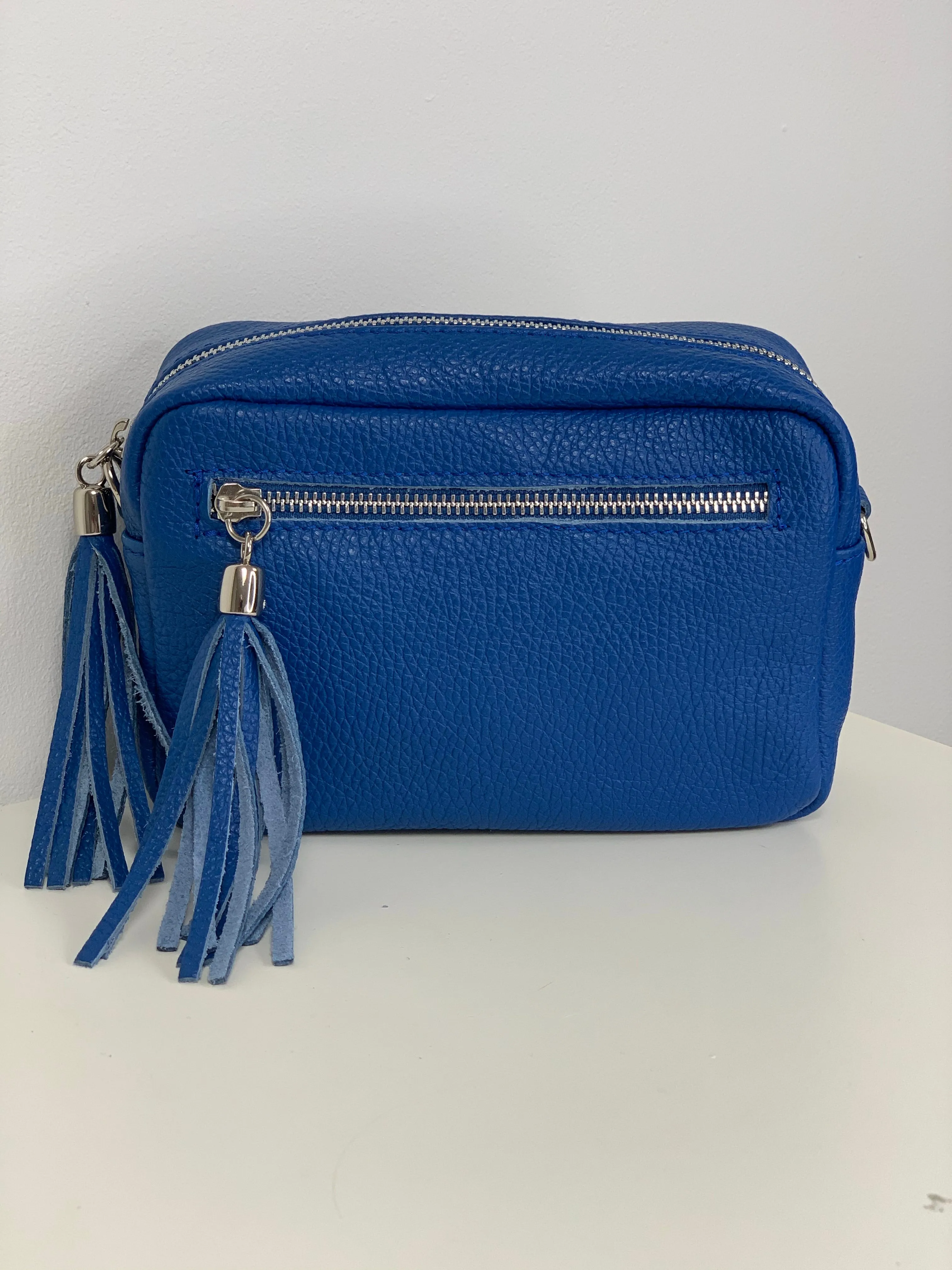 Blue Camera Bag - Real Leather