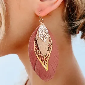 Boho Love Feather Detail Earrings