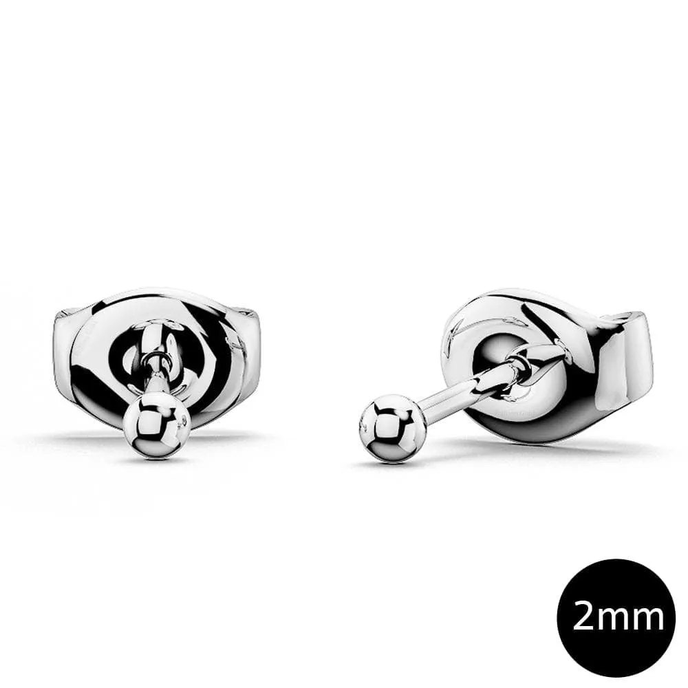 Boxed 3 Pairs Ball Stud Earrings Set White Gold